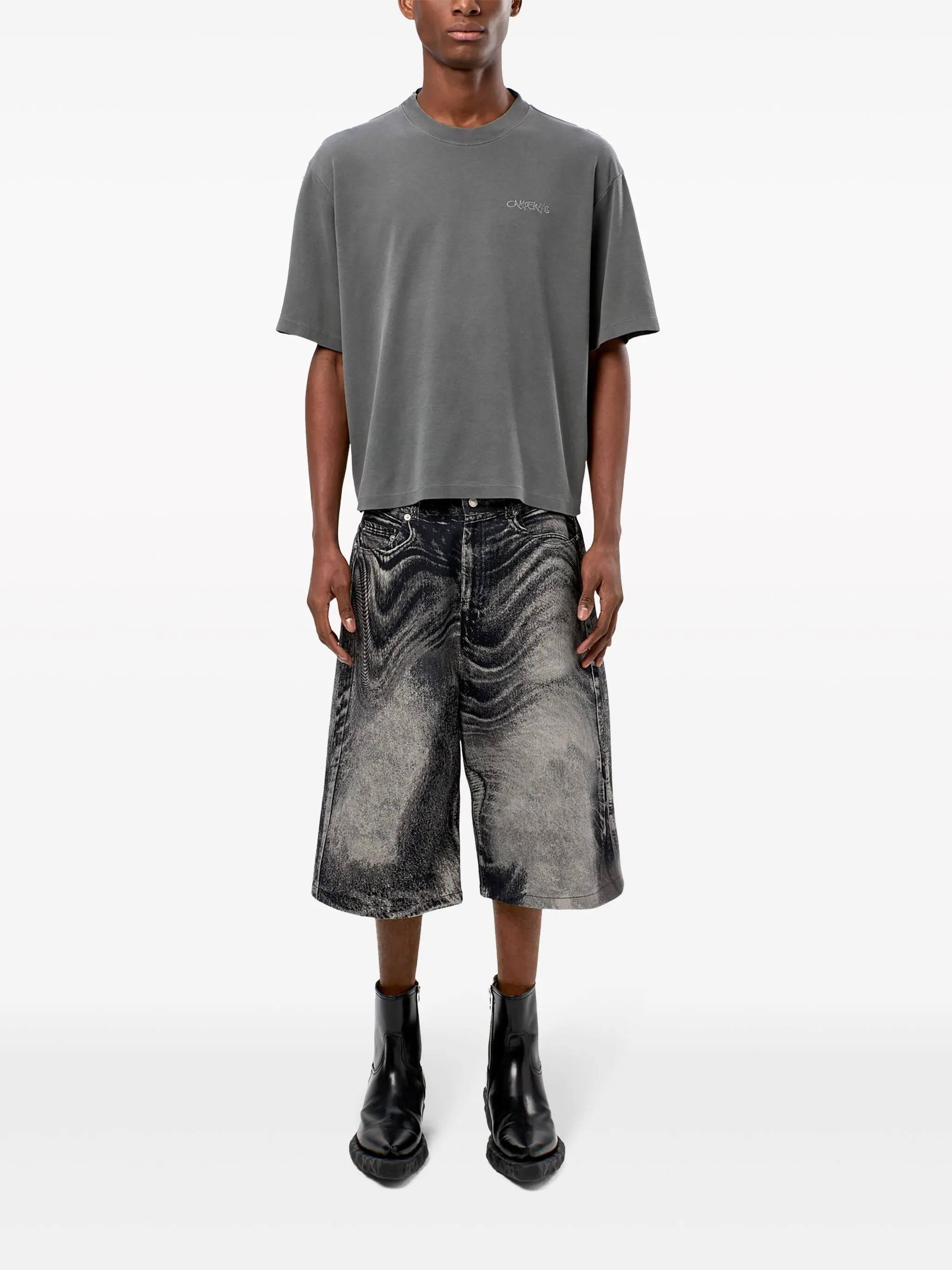 Camperlab Distorted Print Denim Shorts