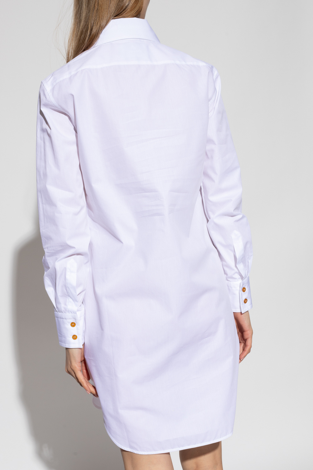 Vivienne Westwood Heart Cut Out Poplin Mini Shirt Dress In White