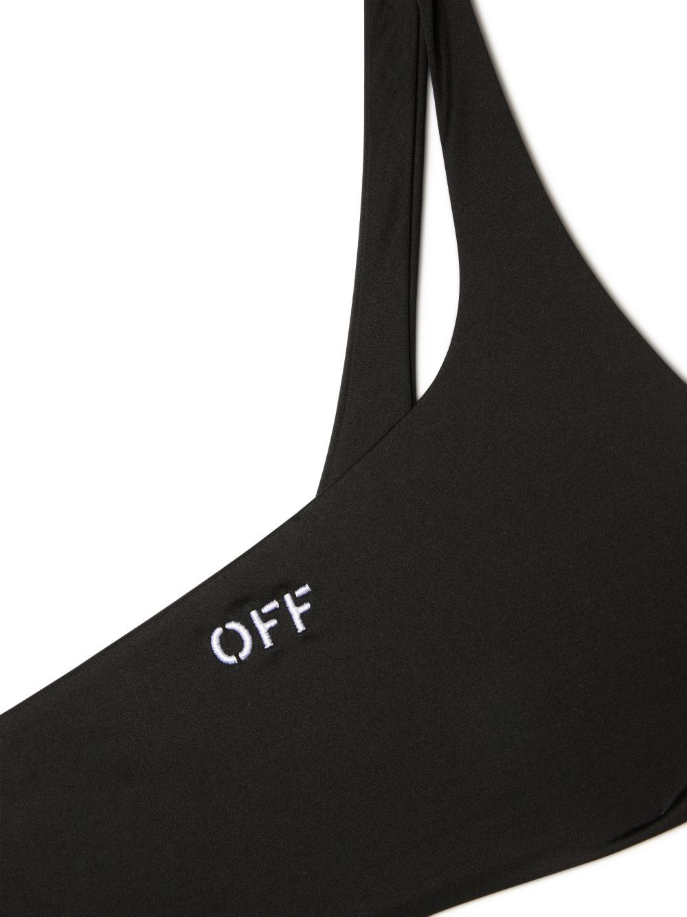 Off-white One Shoulder Bikini Set With Embrodery In Black