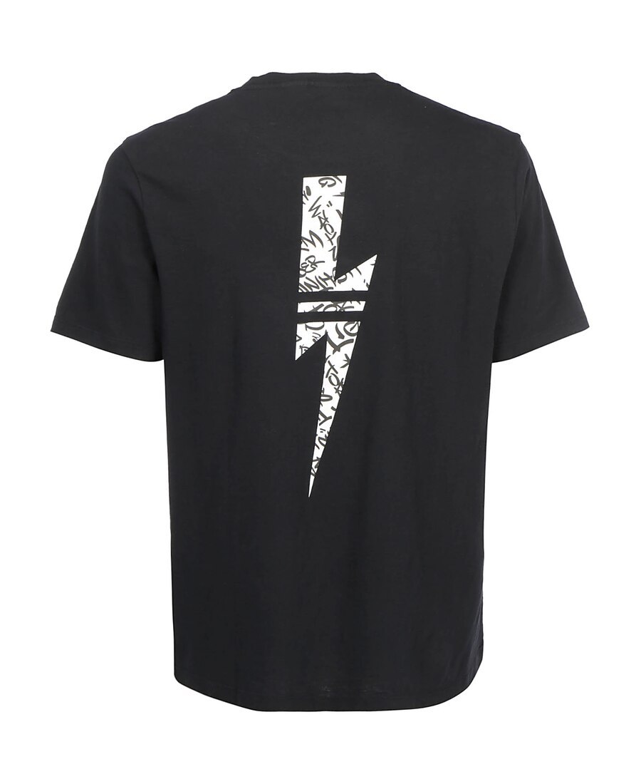 Neil Barrett Lightning Bolt Print T-shirt In Black