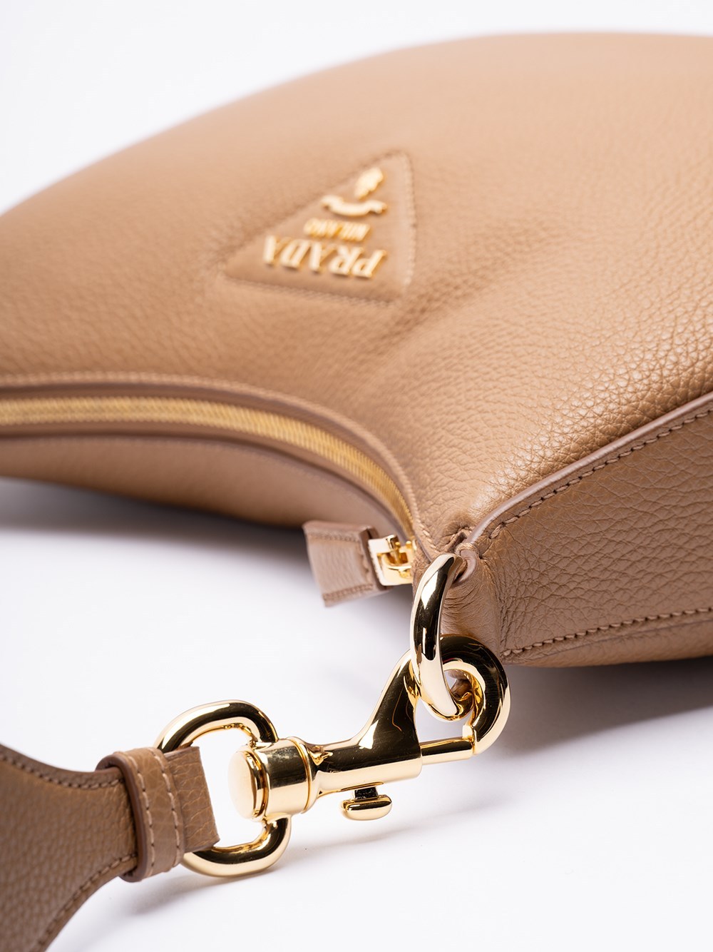 Prada Logo-embossed Leather Shoulder Bag In Brown