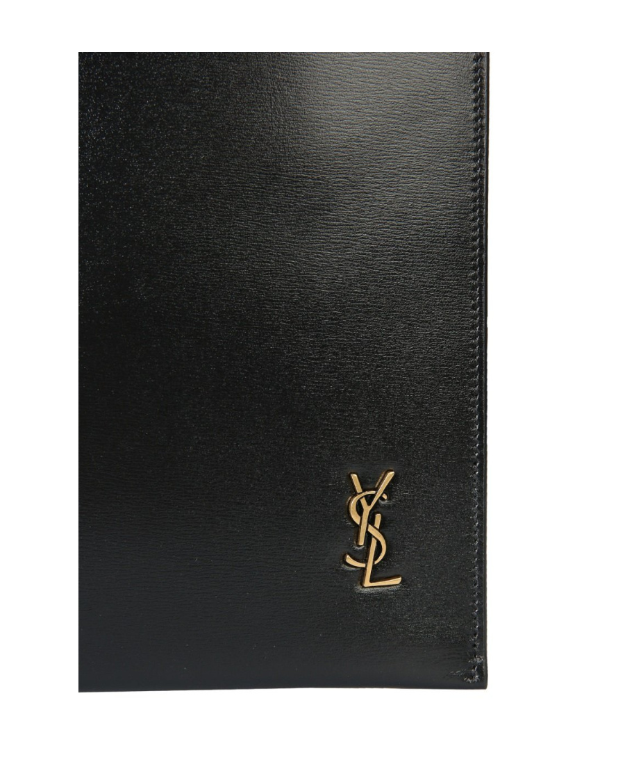 Saint Laurent Monogram Leather Clutch In Black