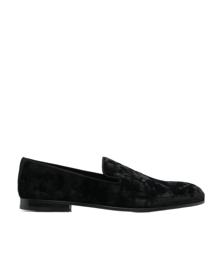 Dolce & Gabbana 'vivaldi' Black Loafers With All-over Logo Lettering In Black