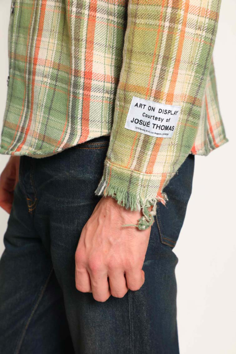 Gallery Dept. Mens Light Green Marley Plaid-print Cotton Flannel Shirt In Multi