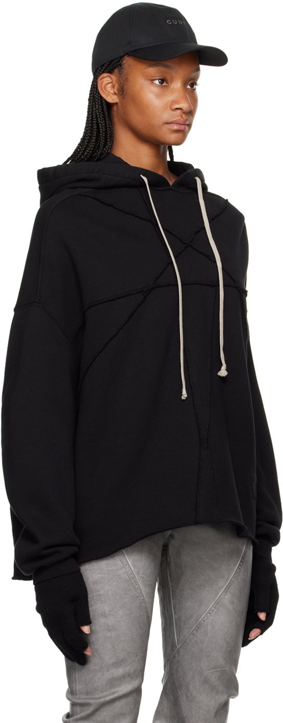 Rick Owens Drkshdw Long-sleeved Hooded Hoodie In Black