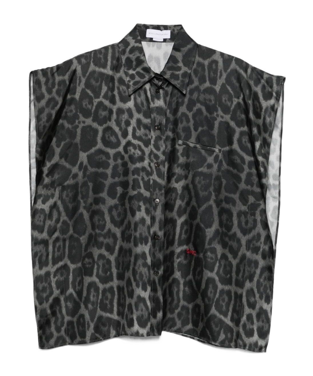 Stella Mccartney Leopard-print Sleeveless Blouse In Gray