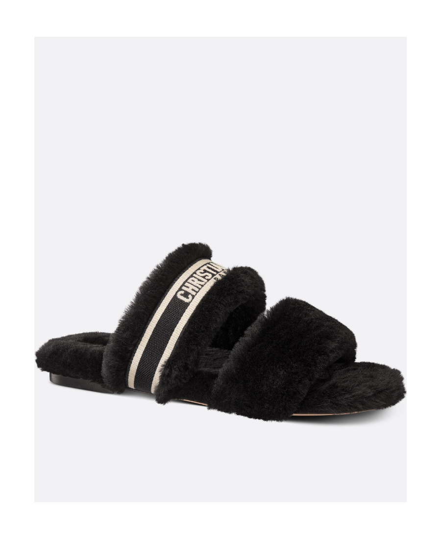 Dior Chez Moi Logo Embroidered Sandals In Black