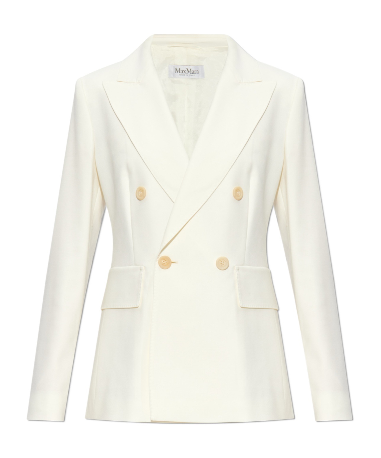 Max Mara Double-breasted Virgin-wool Blazer In White