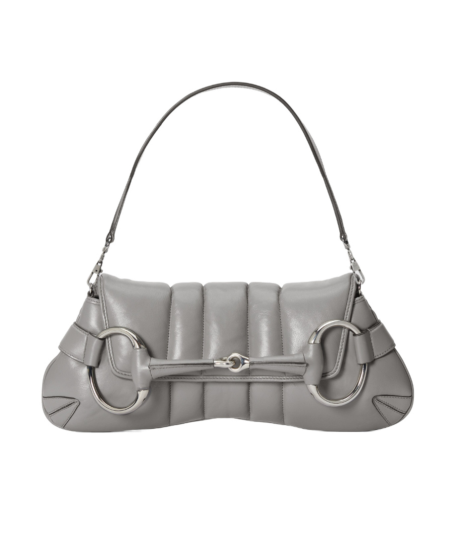 Gucci Medium Horsebit Chain Quilted Bag In Gray