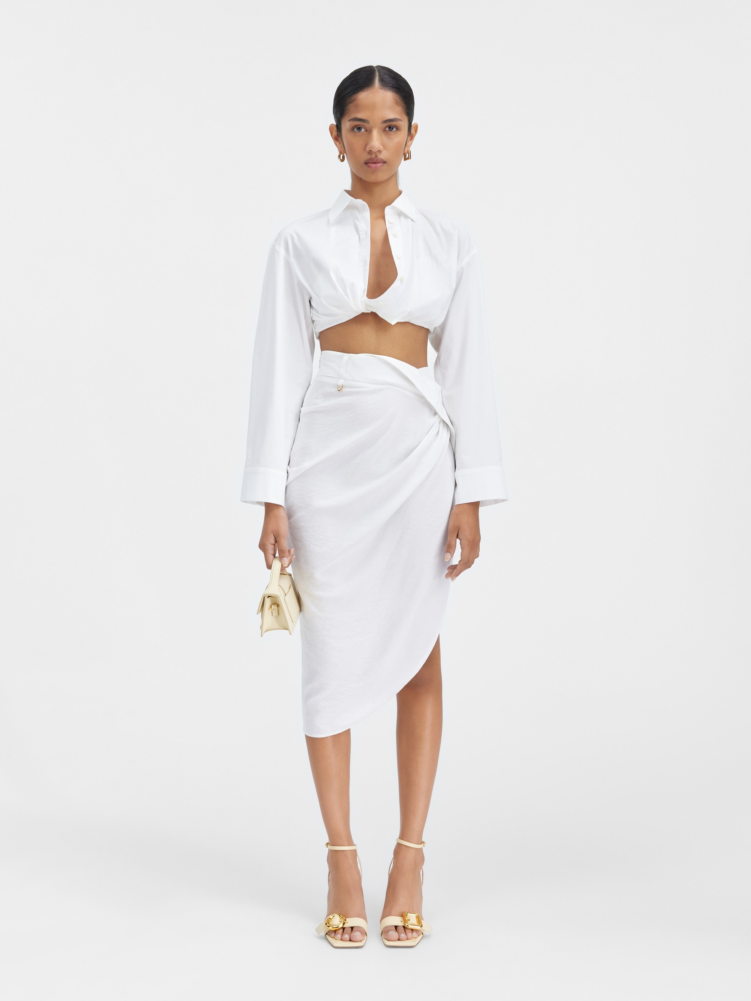 Jacquemus La Jupe Saudade Asymmetric Skirt In White
