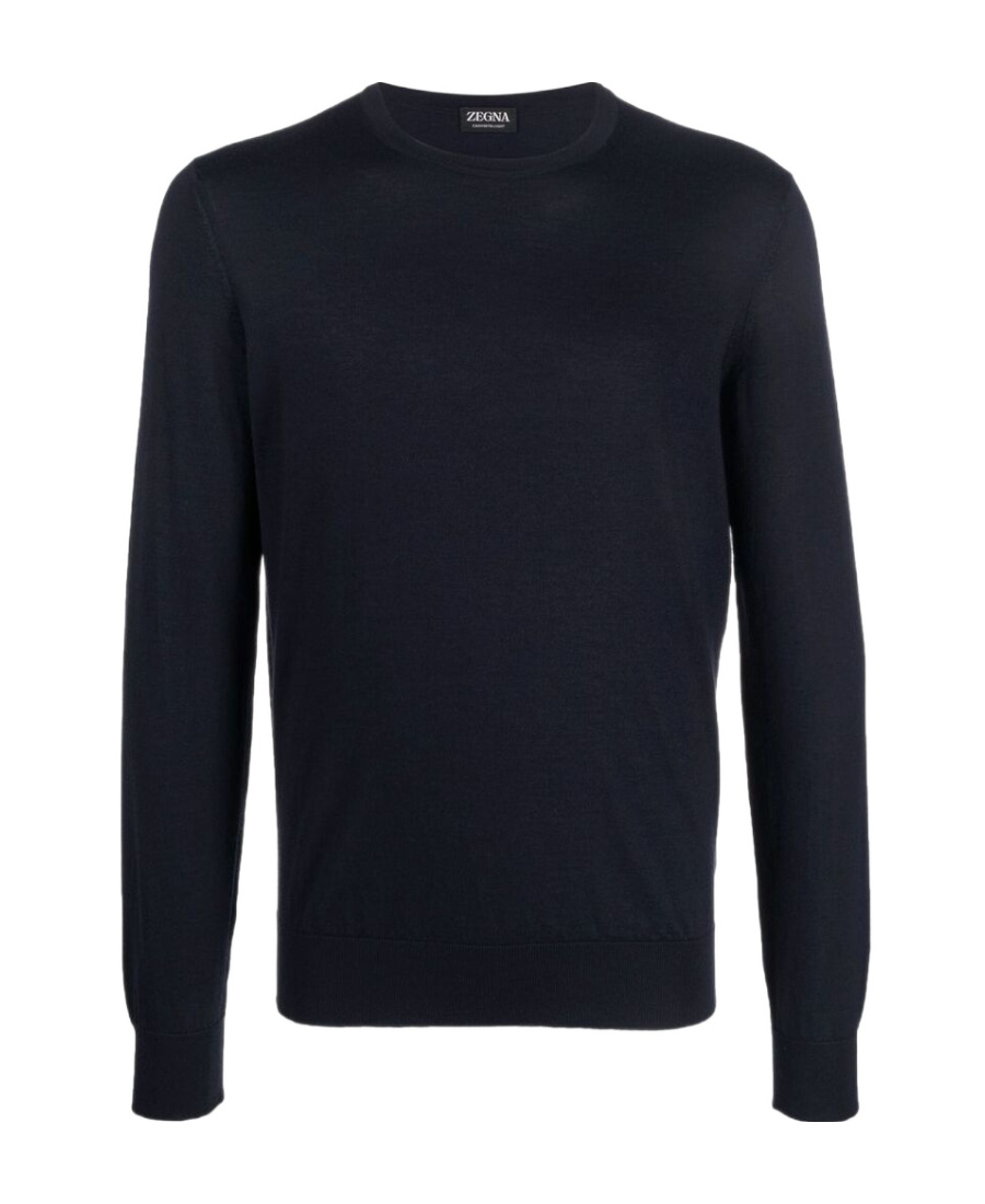 Zegna Oasi Cashmere Round Neck Sweater In Black
