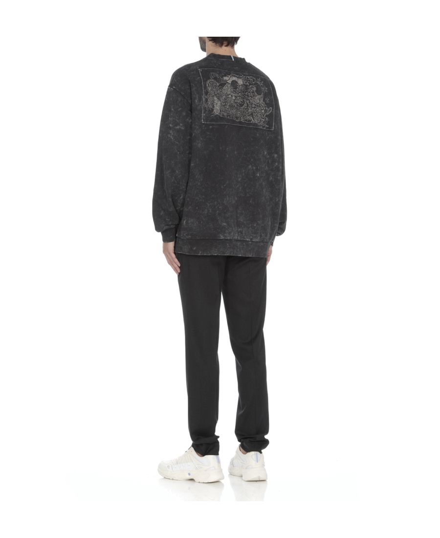 Mcq By Alexander Mcqueen Tie-dyed Sweater With Round Neck In Black