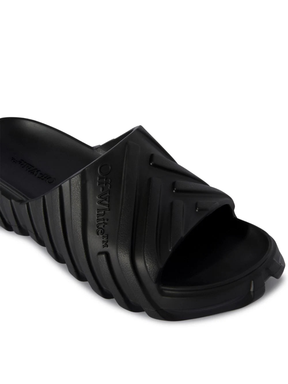 Off-white Embossed Exploration Sliders In Black