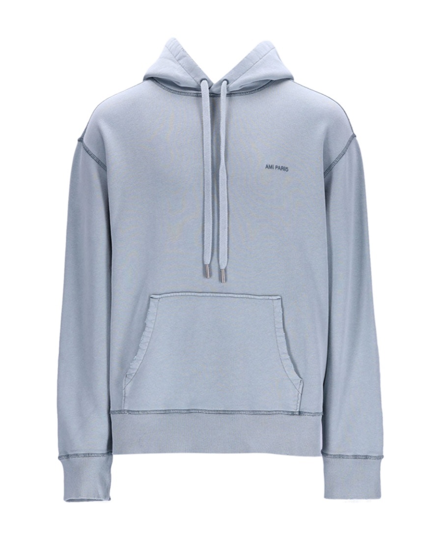 AMI ALEXANDRE MATTIUSSI AMI PARIS LOGO EMBROIDERED DRAWSTRING HOODIE