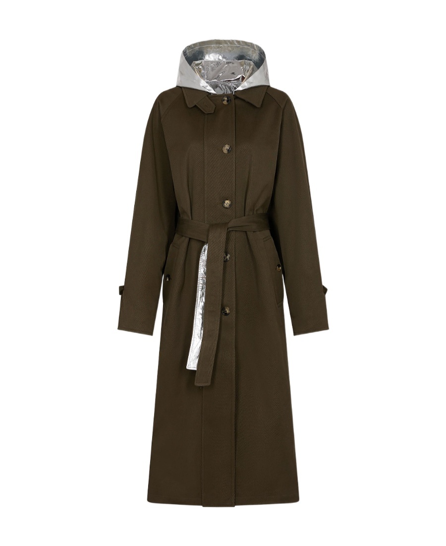 RABANNE LAMINATED-PANEL HOODED TRENCH COAT