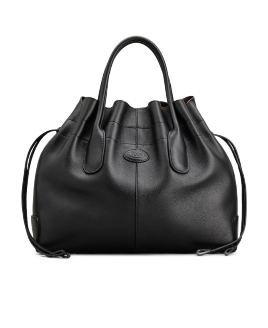 Tod's Small Di Drawstring Leather Tote Bag In Black