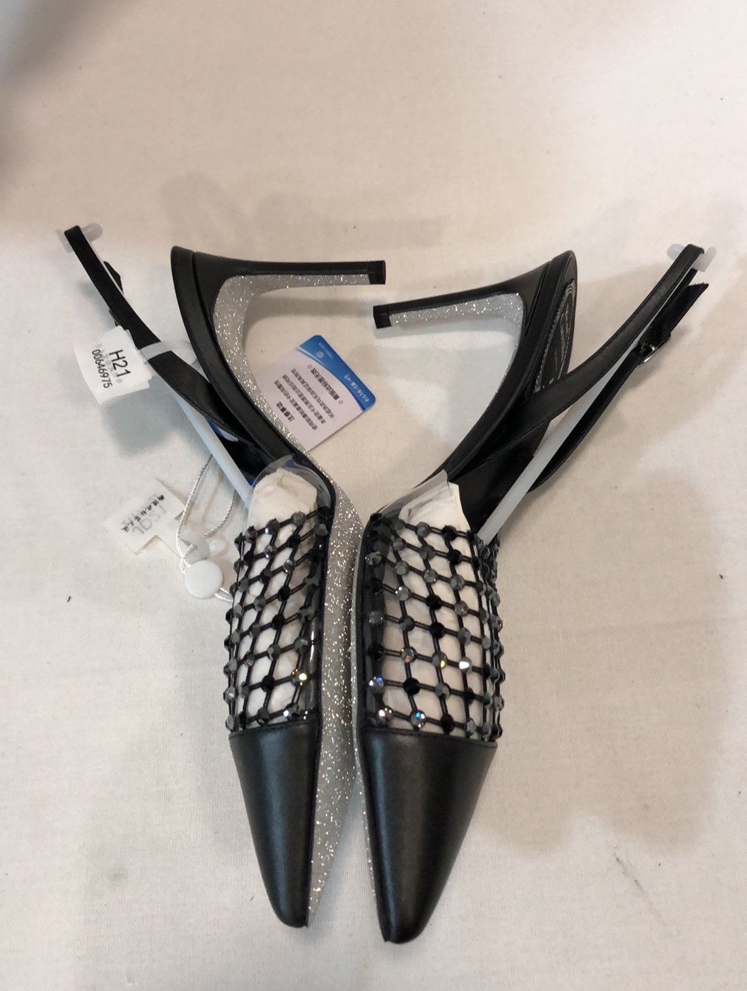 René Caovilla Water Drill Mesh High Heels In Black