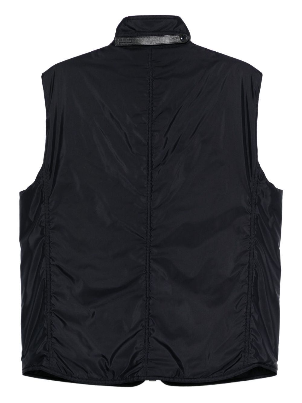 Tom Ford Satin Vest Zippered Leather Trim In Black