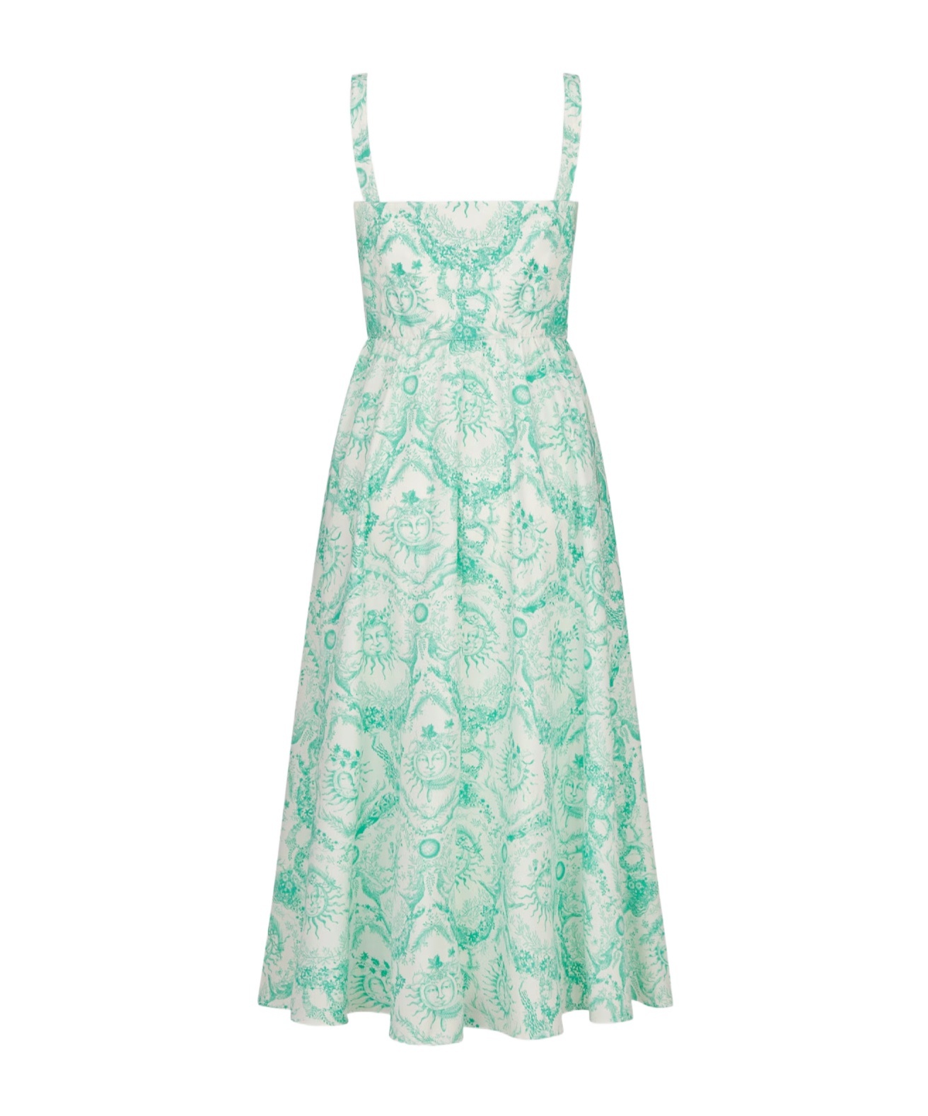 Dior Cotton Blend Flared Shirt Dress With Azulejo Motif In Green