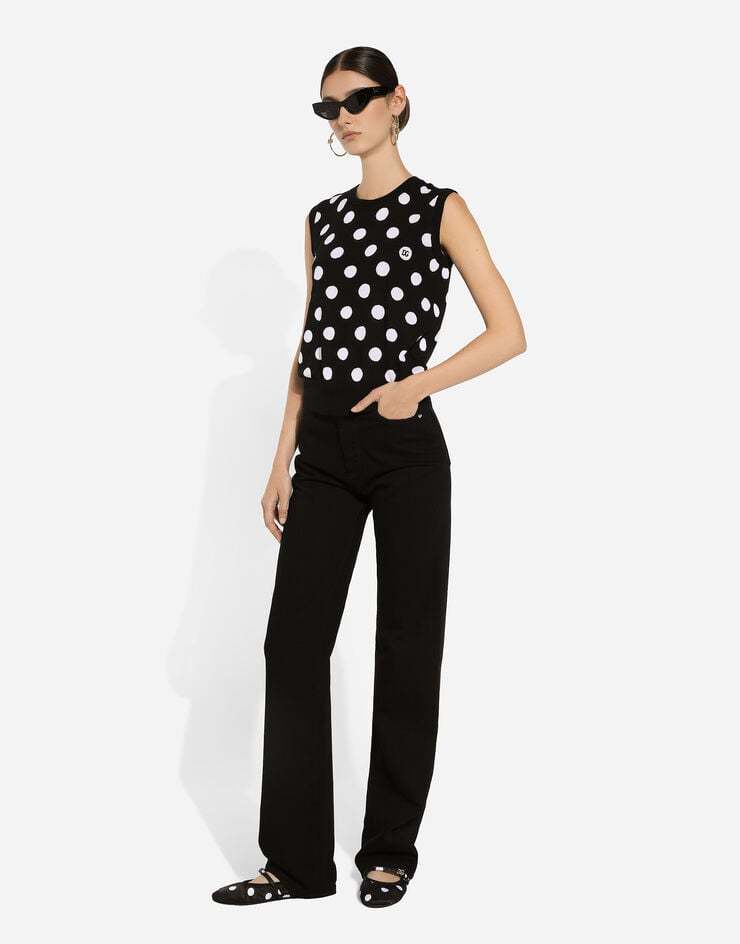 Dolce & Gabbana Polka Dot Wool-blend Sweater Vest In Black