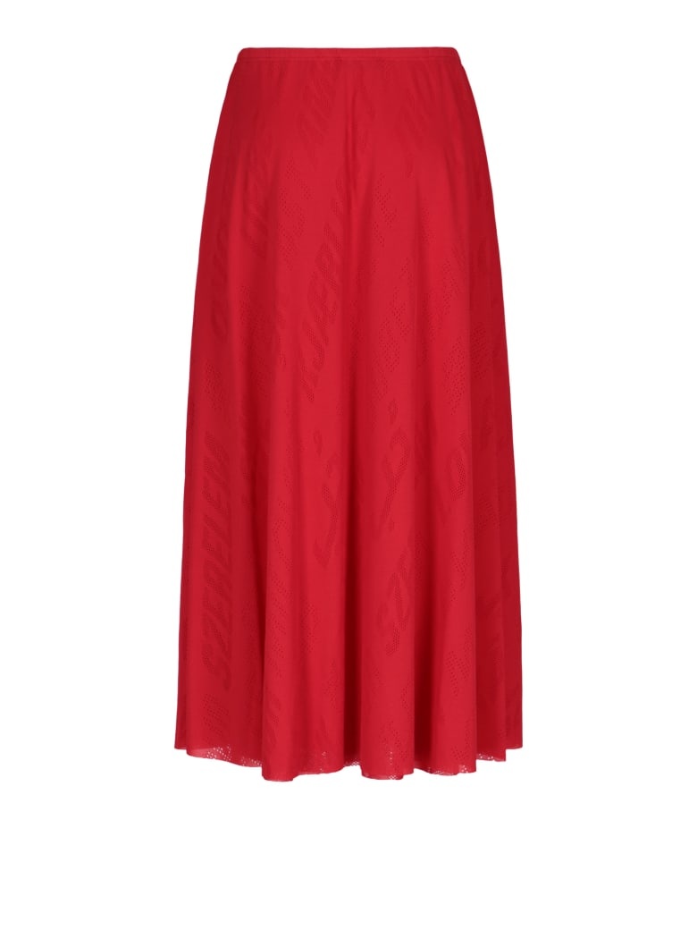 Balenciaga Midi Jacquard Skirt In Red