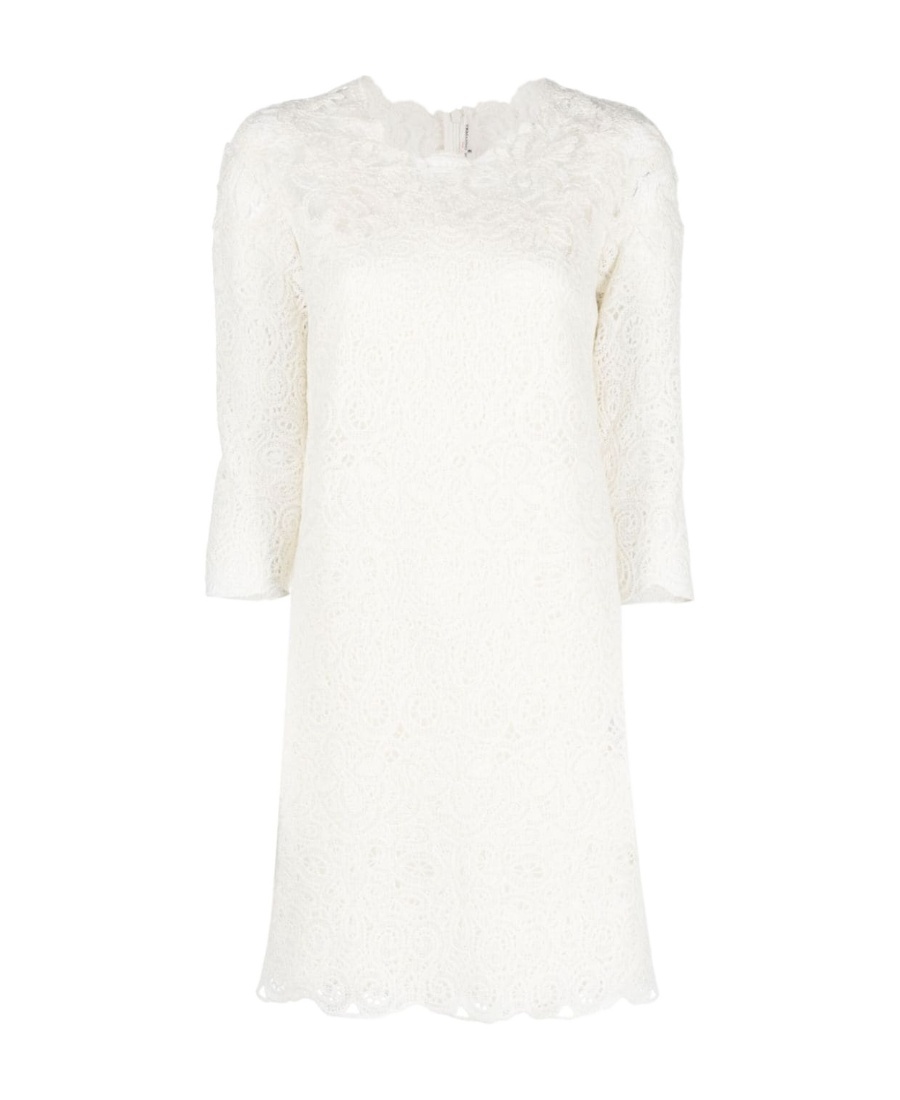 Ermanno Scervino Guipure Lace Shift Minidress In White