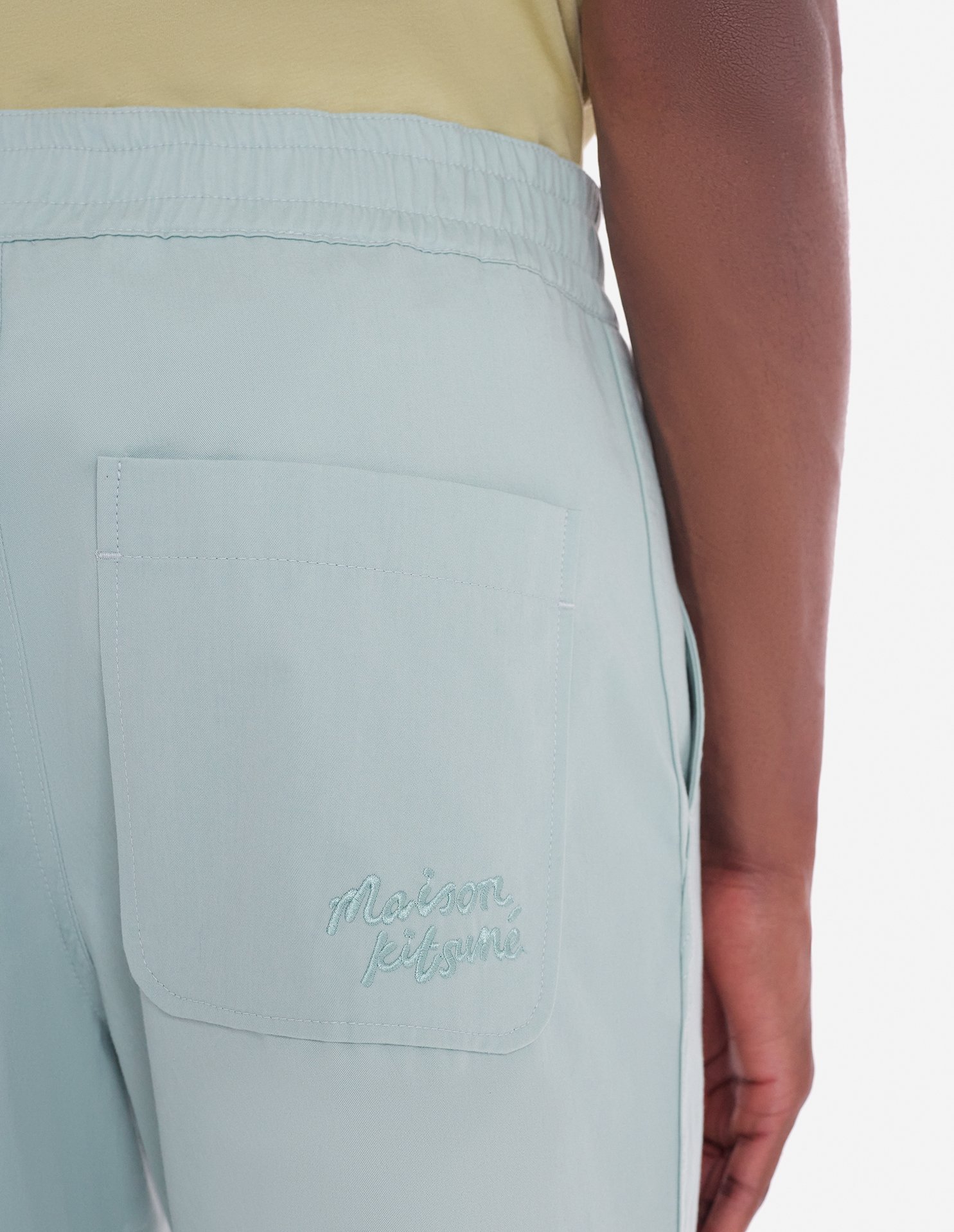 Maison Kitsuné Casual Cotton Trousers With Elasticated Waistband In Blue