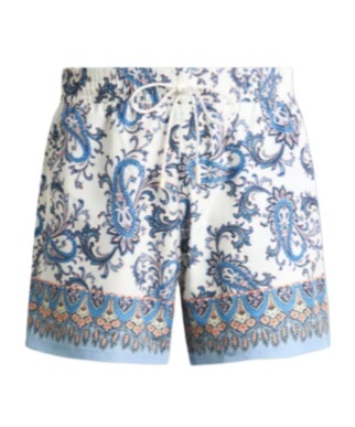Etro Swim Shorts With Placed Leafy Paisley Print In Blue