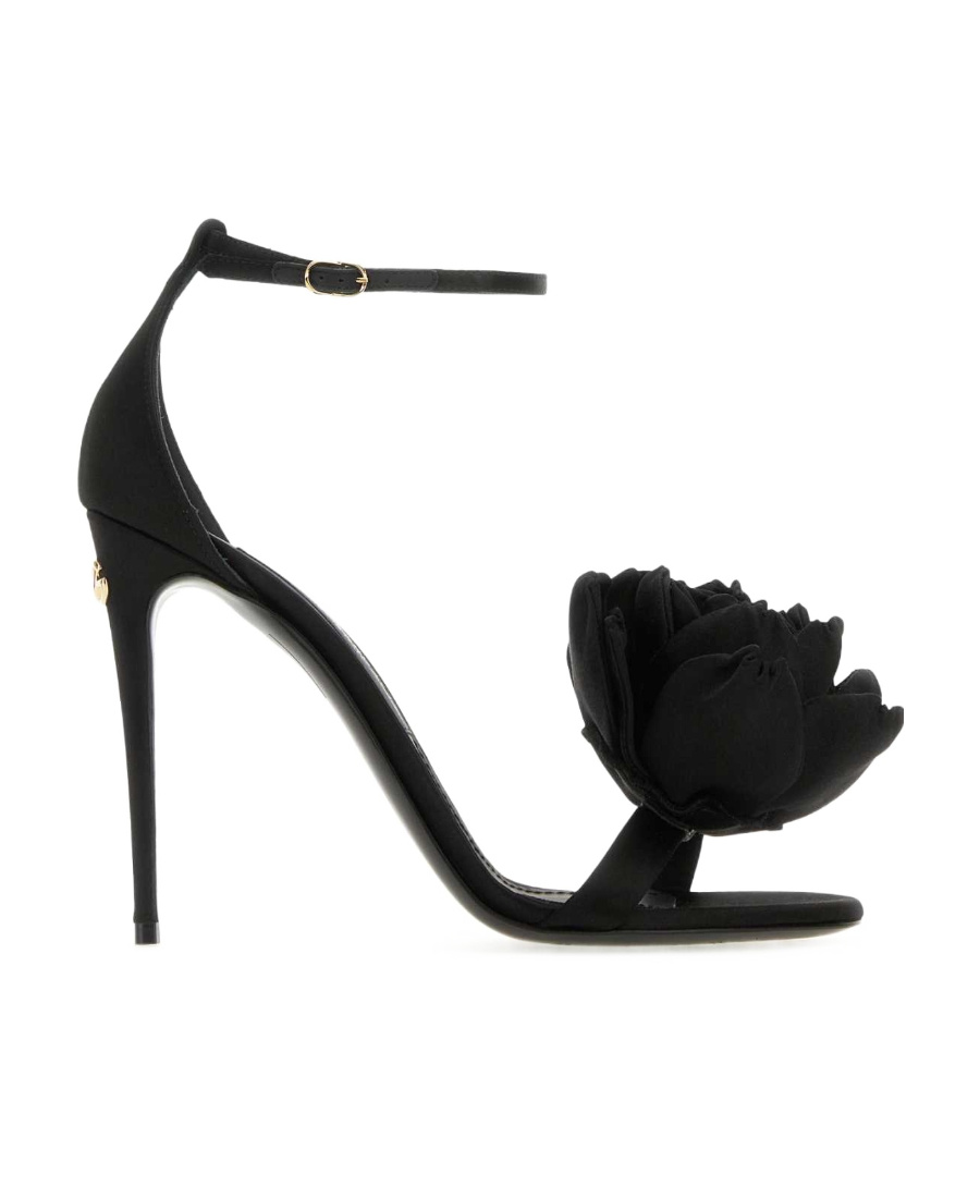 Dolce & Gabbana Keira 105 Satin Bow Sandals In Patent Leather In Black