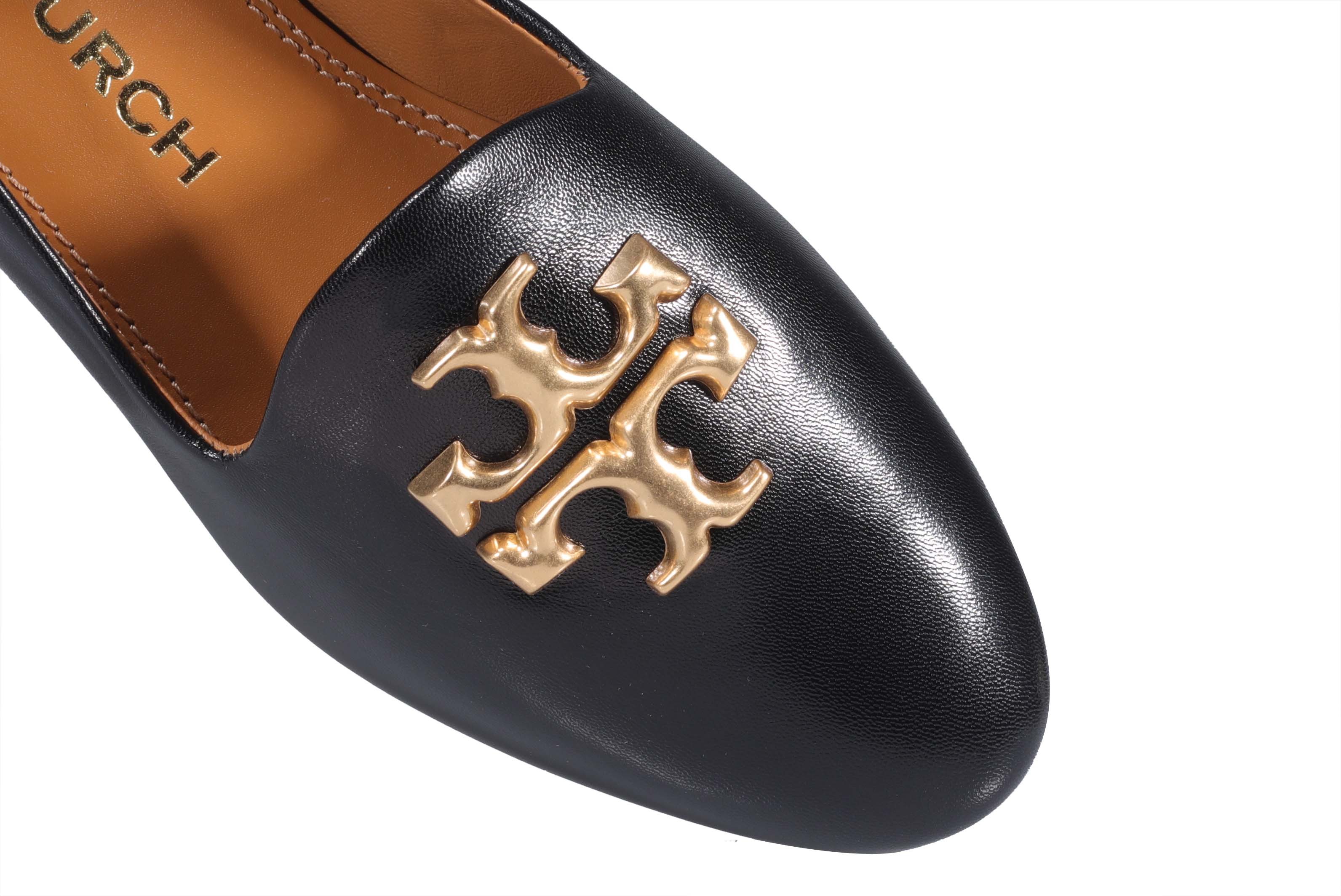 Tory Burch Eleanor Leather Medallion Loafers In Black