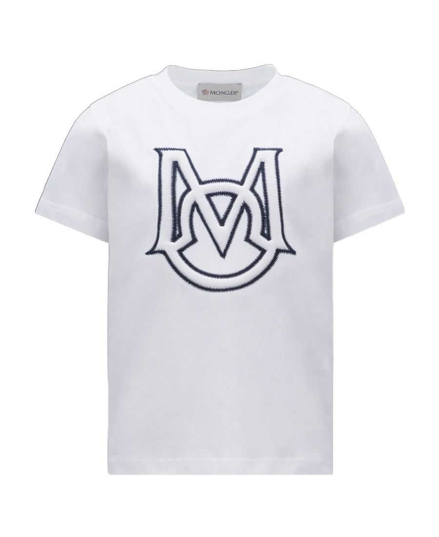 Moncler Embroidered Cotton T-shirt In White