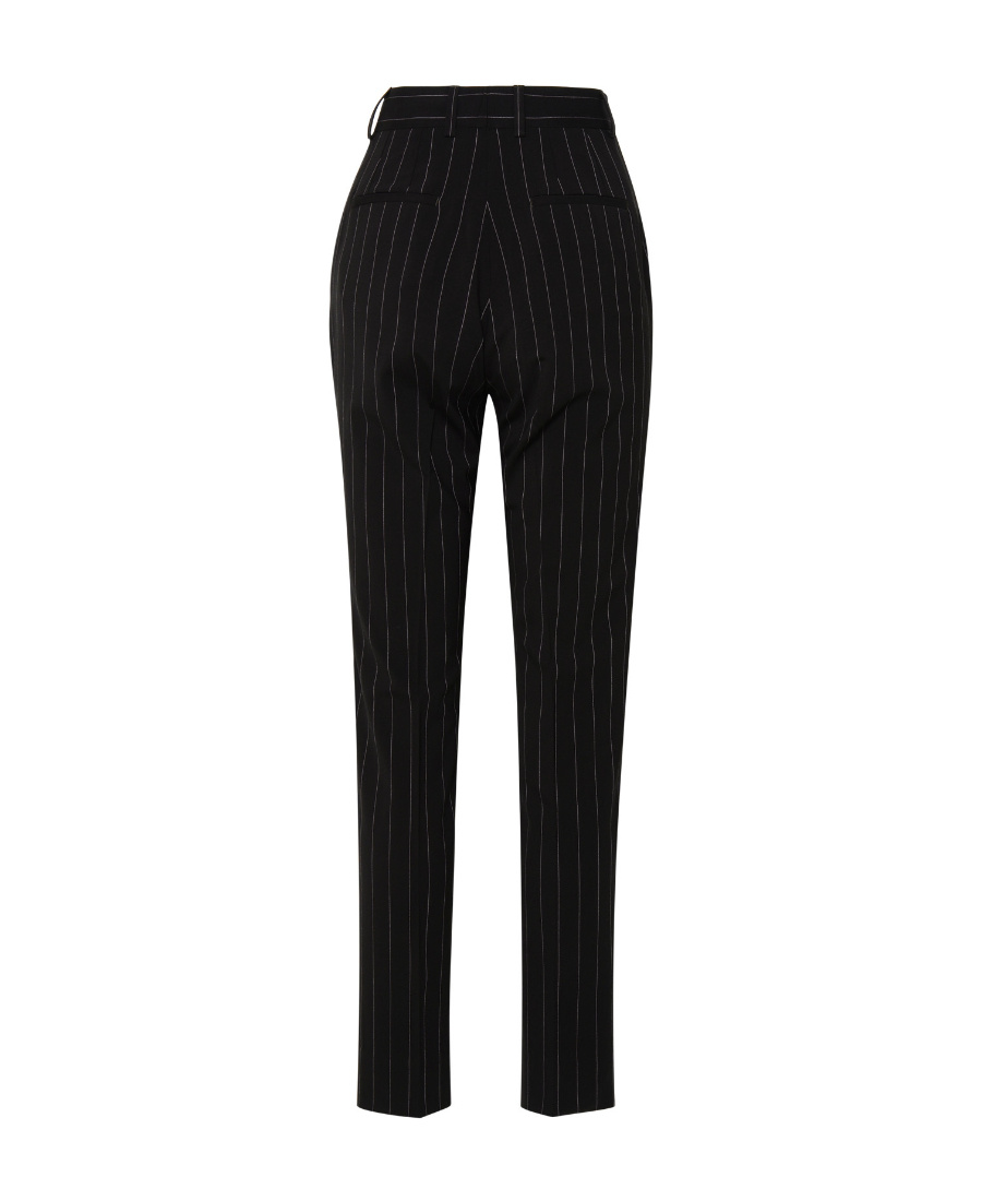 Dolce & Gabbana Stripe-pattern Wool Tapered Trousers In Black
