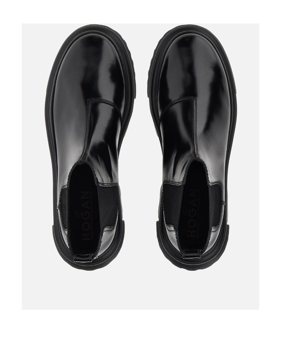 HOGAN CHELSEA ROUND-TOE LEATHER BOOTS