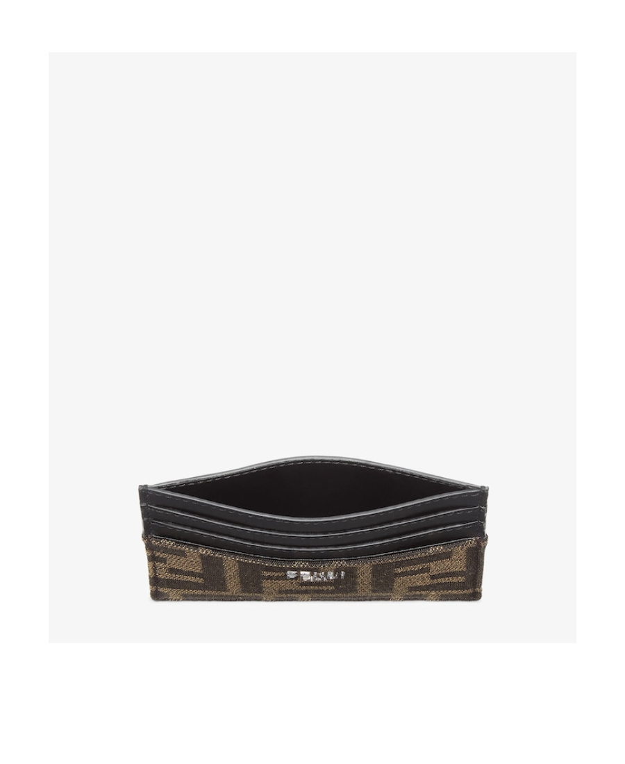 Shop Fendi Brown Ff Fabric Card Holder In Black