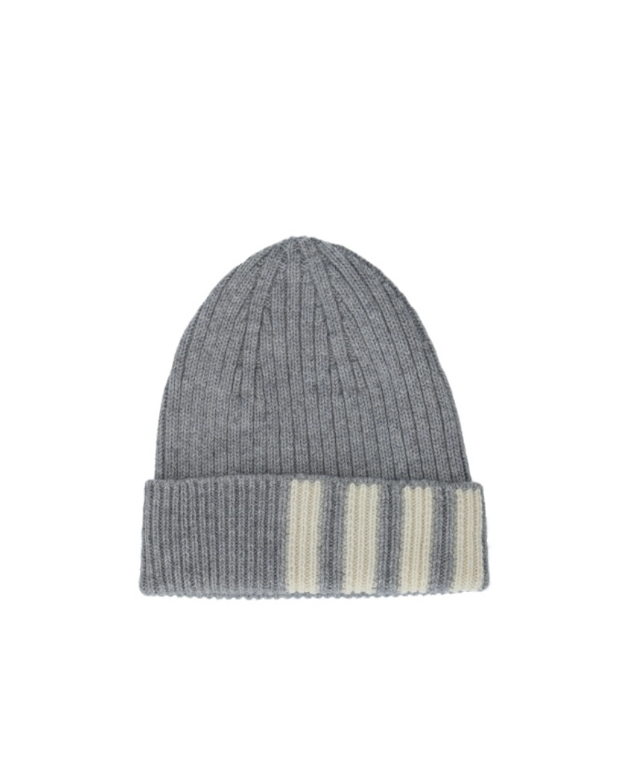 Thom Browne Grosgrain Loop Tab Cashmere Beanie In Gray