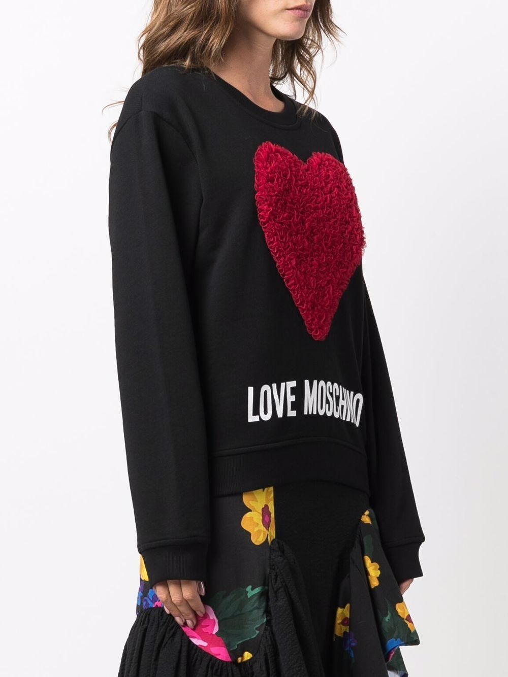 Moschino 3d Heart Sweatshirt In Black