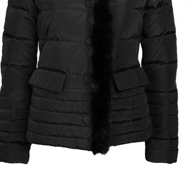 Shop Armani Jeans Down Jacket With Hairy Collar Logo In Black