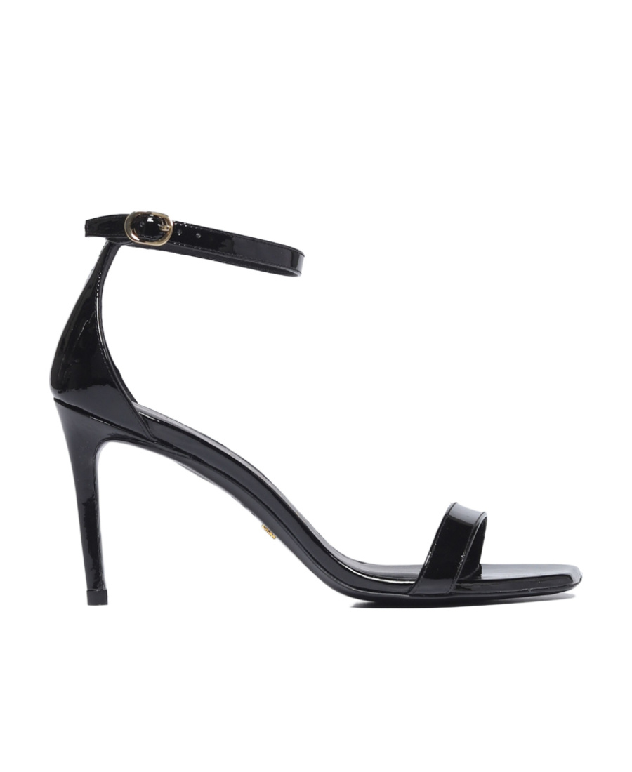 Stuart Weitzman One-word Buckle High-heeled Sandals In Black