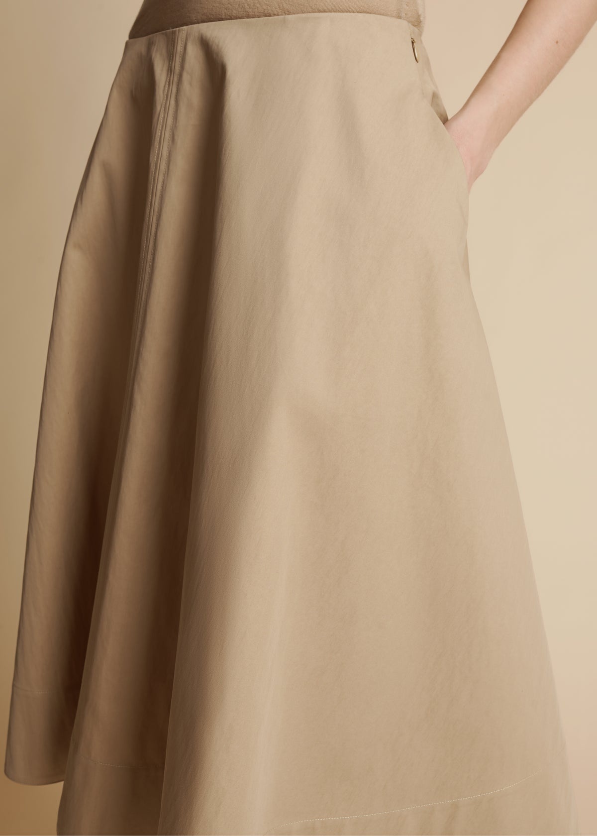 KHAITE RENTA TWILL MIDI SKIRT 
