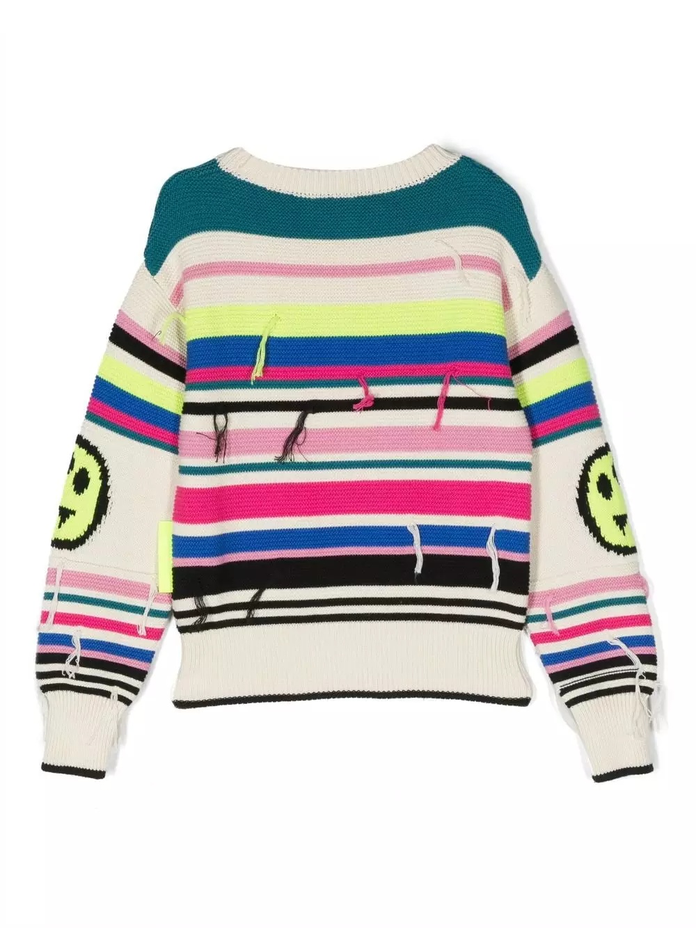 Barrow Striped Smiley Face-print Knit Sweater In White