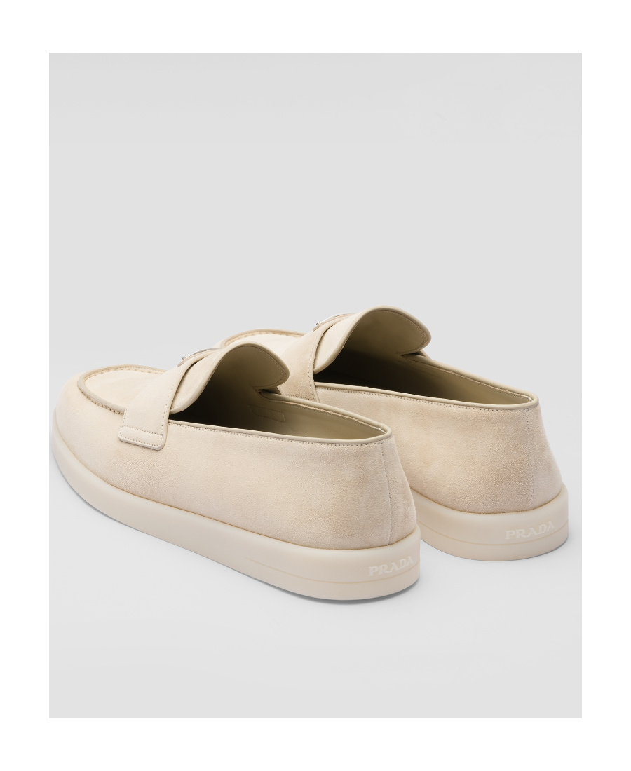 Prada Suede Loafers In Nude