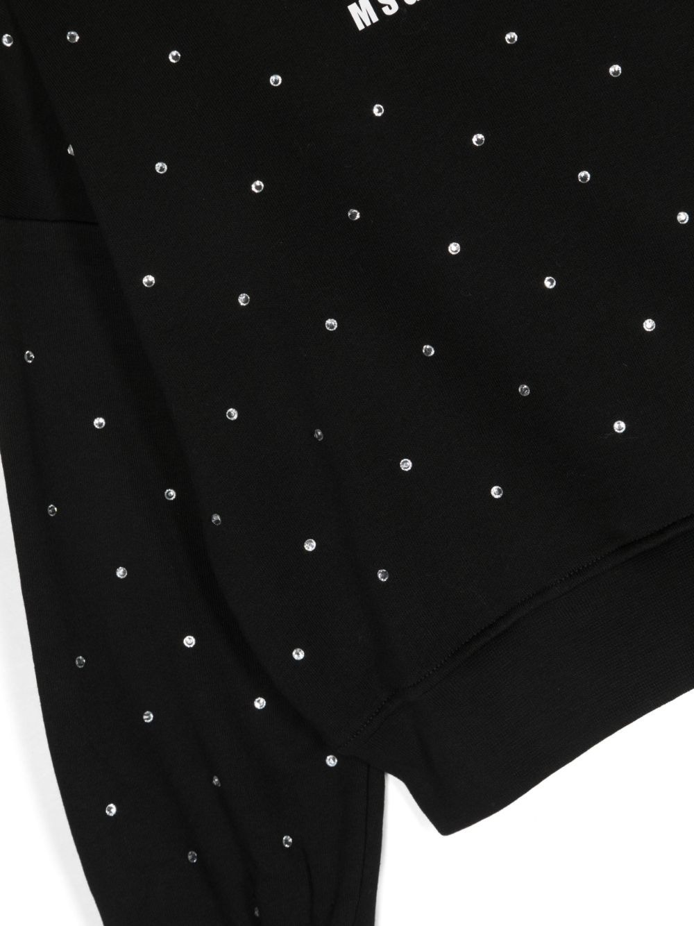 Msgm Crystal-embellished Cotton Sweatshirt In Black