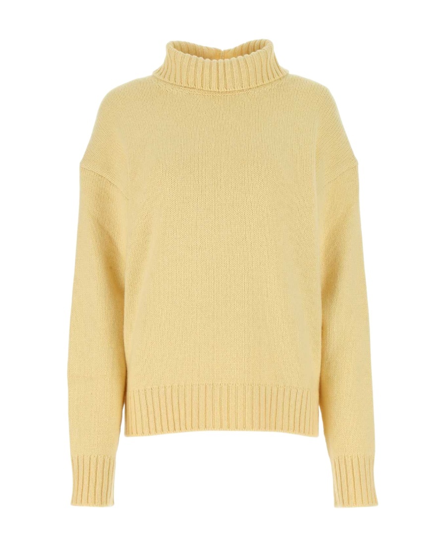 Jil Sander Pastel Yellow Cashmere Blend Oversize Sweater In Yellow