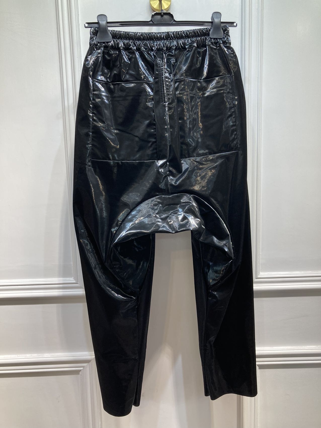 Rick Owens Drkshdw Glossy-finish Drop-crotch Trousers In Black