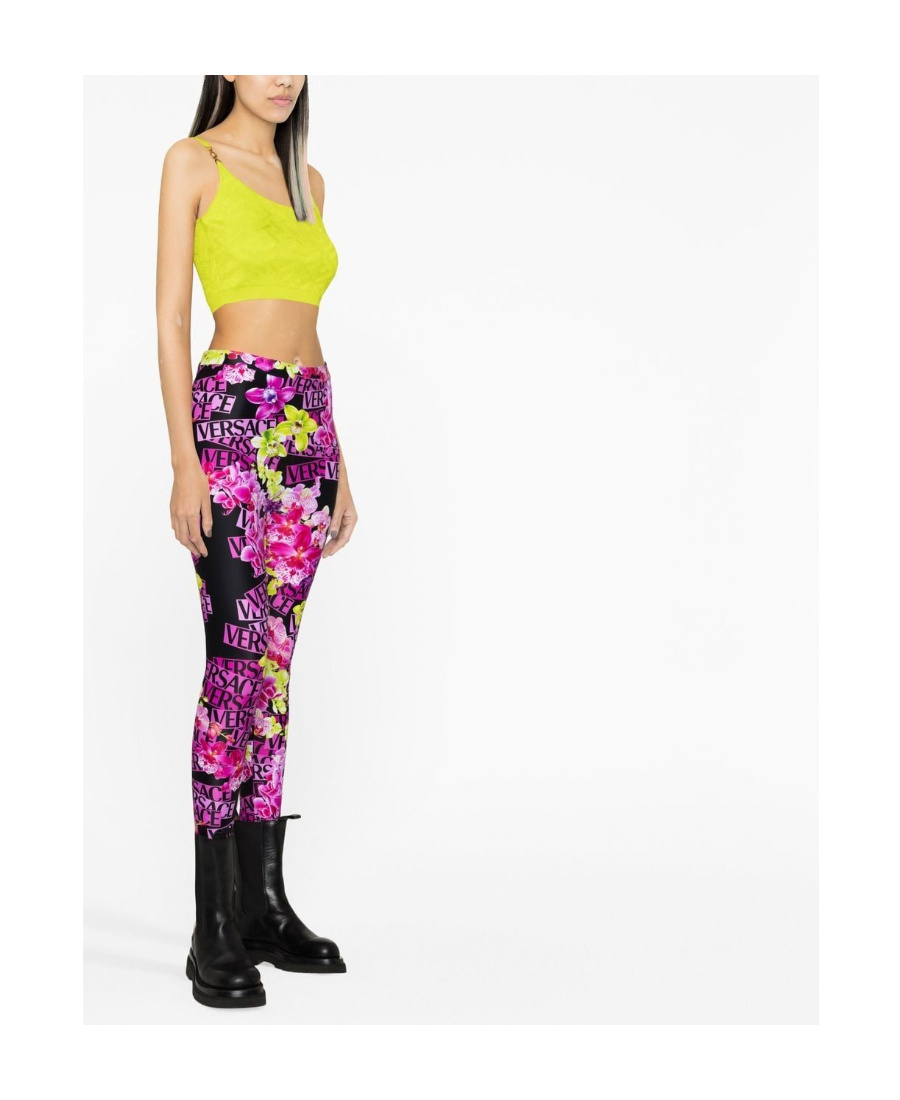 Versace Medusa-motif Knitted Top In Yellow