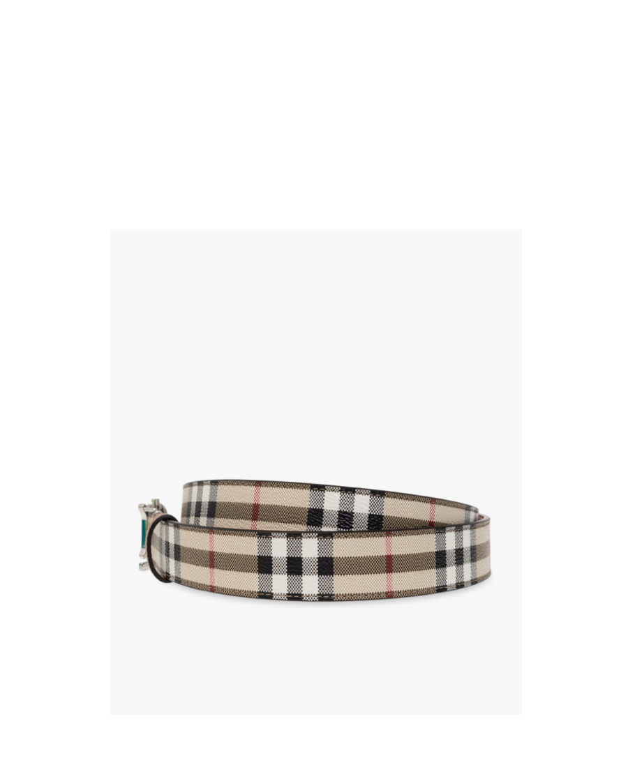 Shop Burberry Tb Check-print Leather Belt In Multicolor