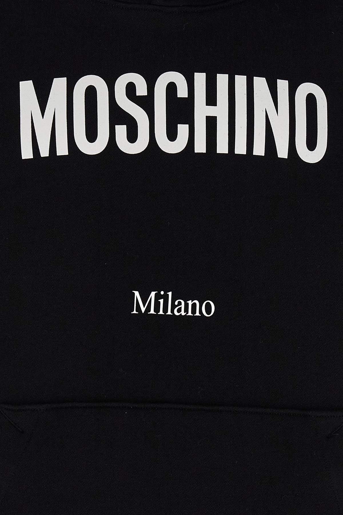 Moschino Cotton Hoodie With Drawstrings And Kangaroo Pocket In Black