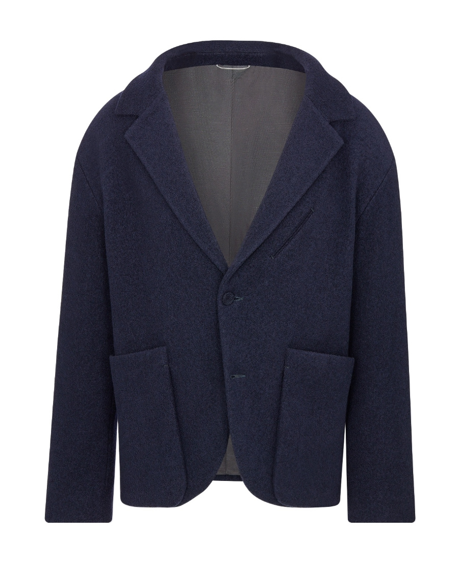 Dior Shearing Wool Open-shoulder Suit Coat In Blue