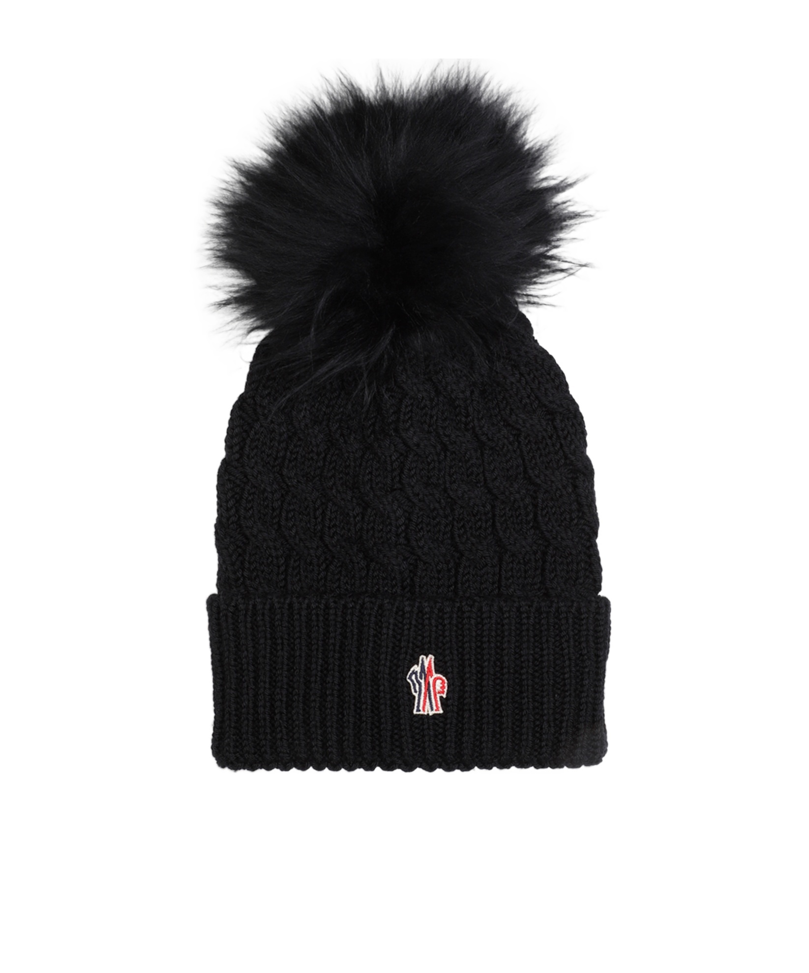 Moncler Virgin Wool Beanie W/ Pompom In Black