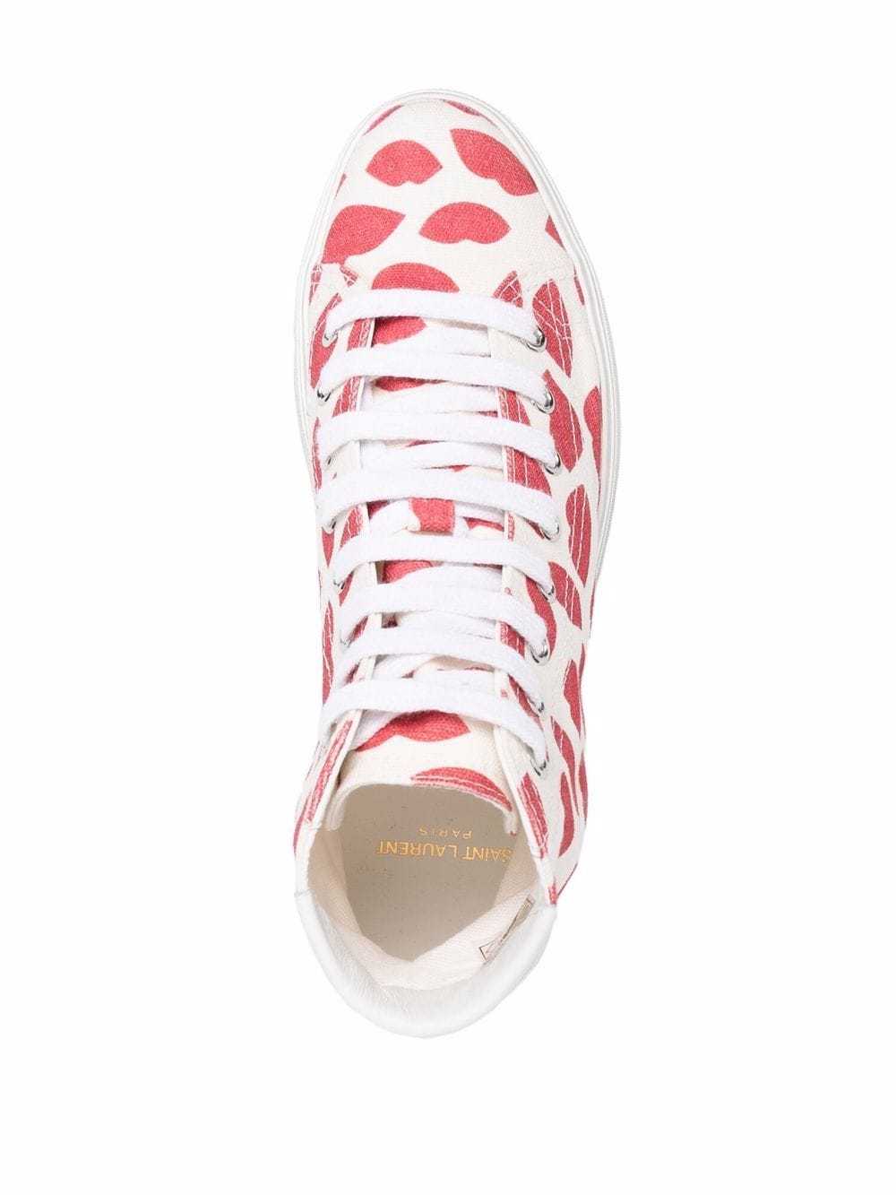 Saint Laurent Womens White/red Malibu Lip-print High-top Trainers 7 In White